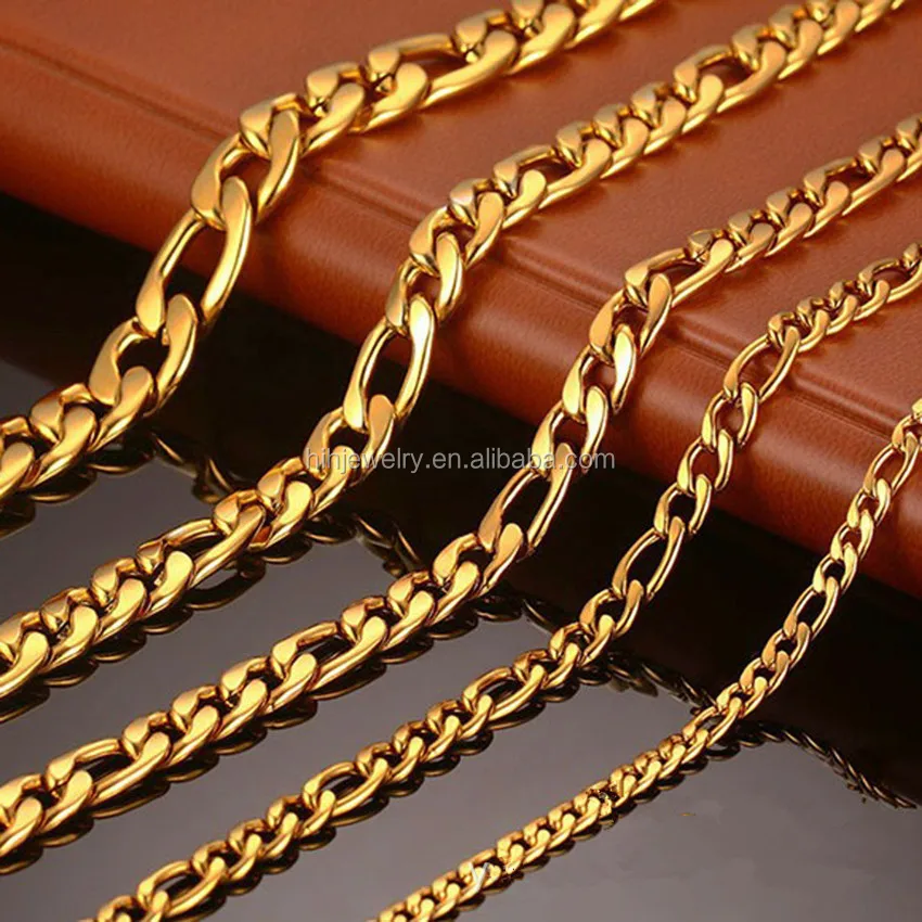 Women And Men18k Gold Plated Stainless Steel Figaro Chains Different