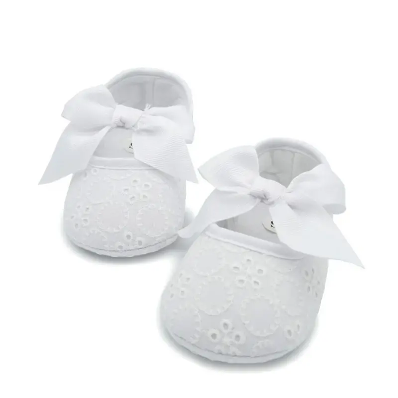 Lot Big Butterfly Knot Decorate Solid White Baby Shoes Toddler Princess Shoes First Walkers