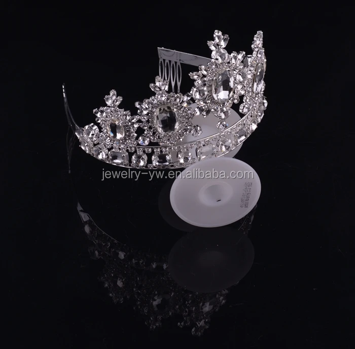 New Arrive Fashion Metal Silver Plated Diamond Kings And Queen Crowns