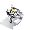 2019 Fashion stainless steel man jewelry wholesale steel gold jesus cross squirrel shape anime dragon ring