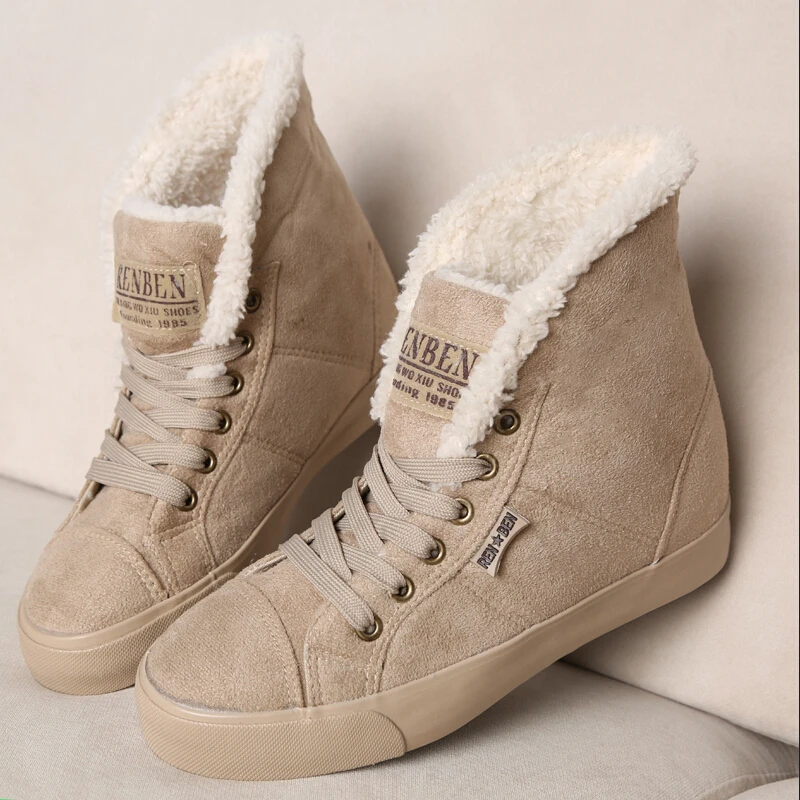 2015 Women Winter Snow Boots Plush Fur Liner High Top