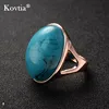 Wholesale large blue stone sapphire rings round dapple diamonds rose gold rings for party