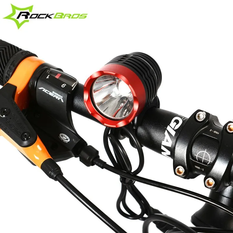Rockbros 1200 lumen del cree xm l t6 led de bicicletas headlight ... Luz delantera para bicicleta de 200 lumens