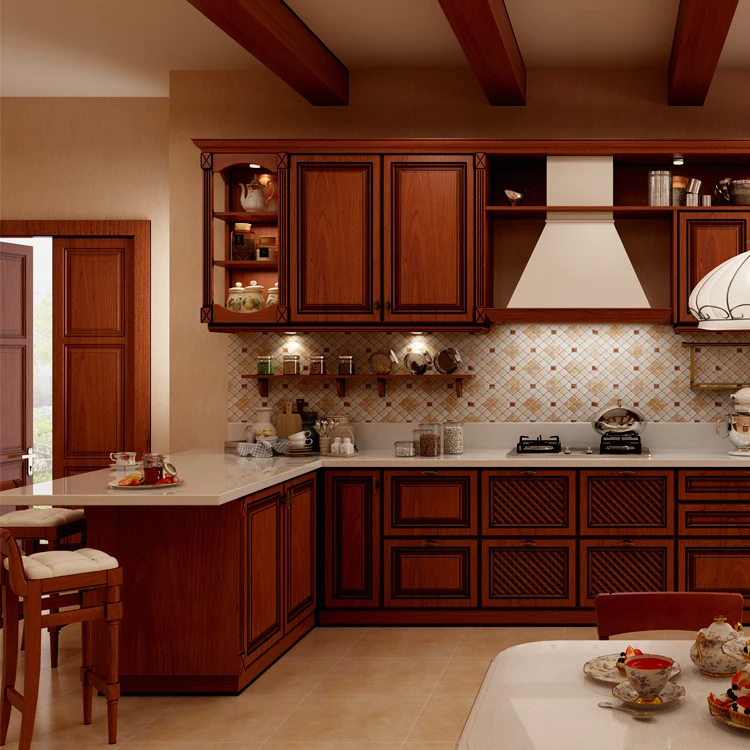 Solid wood style no scratch commercial MDF board pvc kitchen cabinet