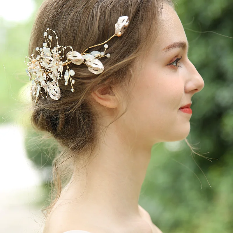 Femmes Mariée Mariage Fête Fleur Cristal Strass Bandeau Pince à Cheveux Peigne Broches 