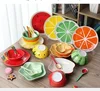 custom ceramic food bowl and dinner plate set with customized fruit design
