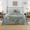 Yutong Countryside Floral Patchwork Plaid Pattern Bedding Set Quilt Reversible Lightweight Coverlet Machine Washable Bedspread