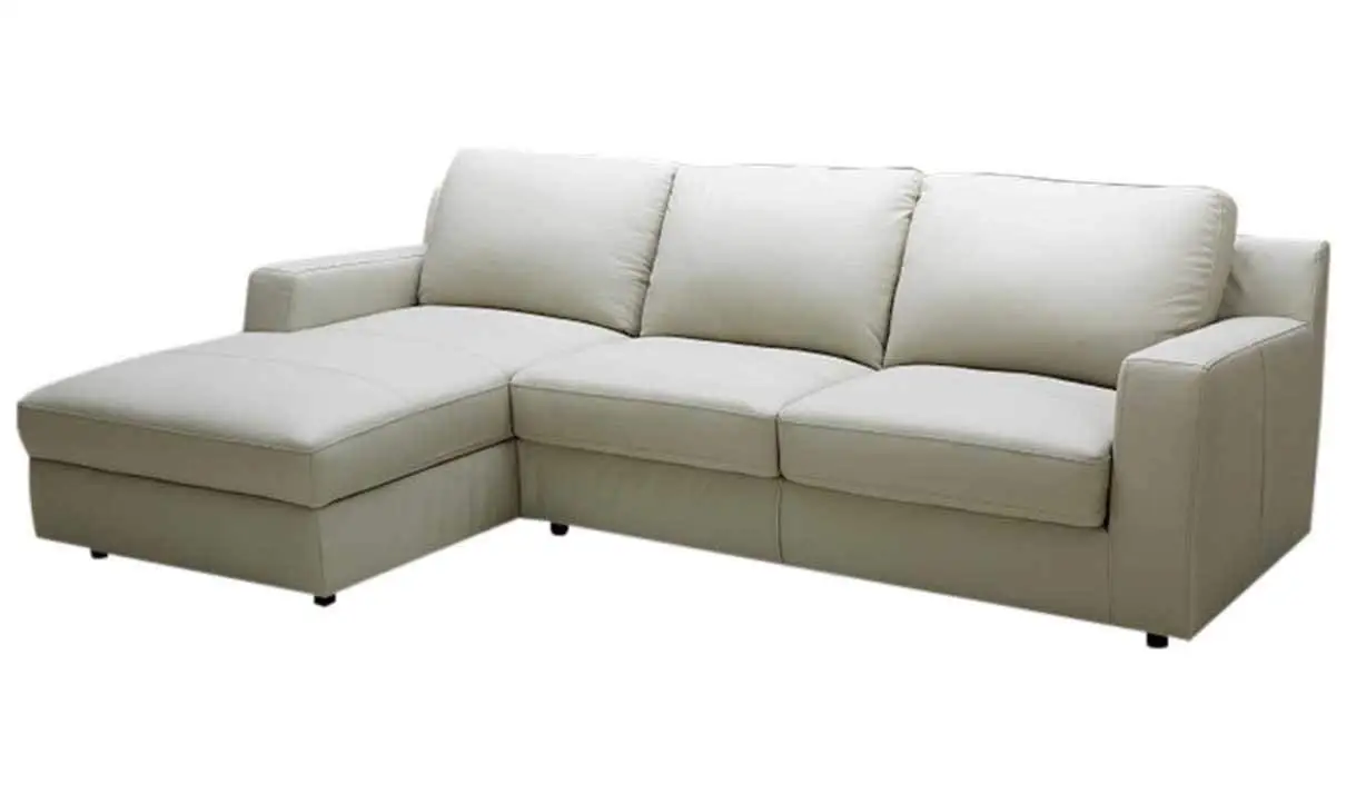 J&M Furniture Lauren Leather Left Facing Sectional Sofa in Cream