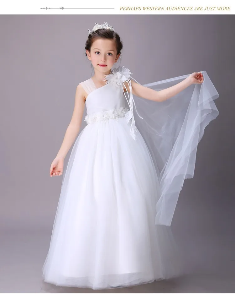 European Children Clothing Wholesale White Long Kids Wedding Dress ...