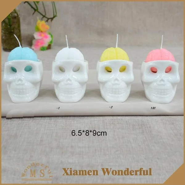 halloween ornaments decorative skullhead candle ceramicscented candle holder small paraffin wax craft for seasoning decorated