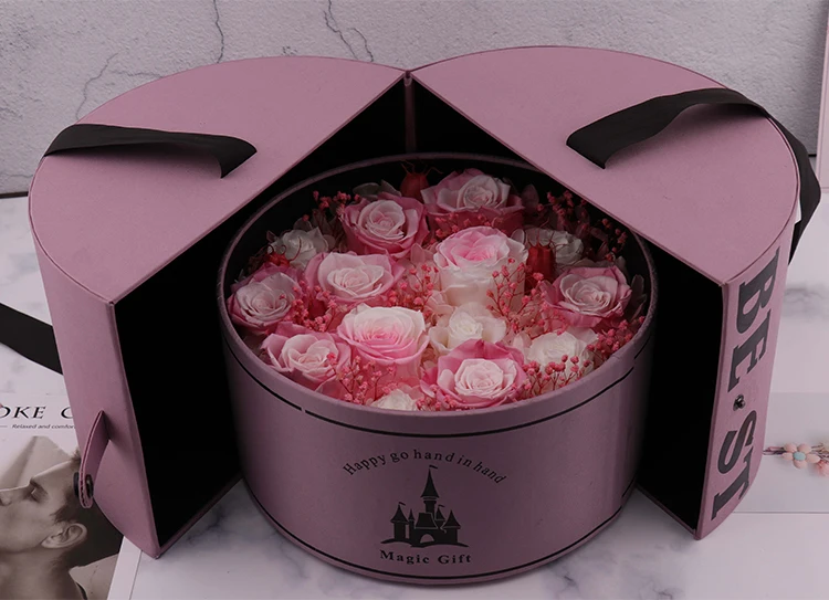 Beautiful Gift Preserved Roses Preserved Flower Magic Castle Round Box