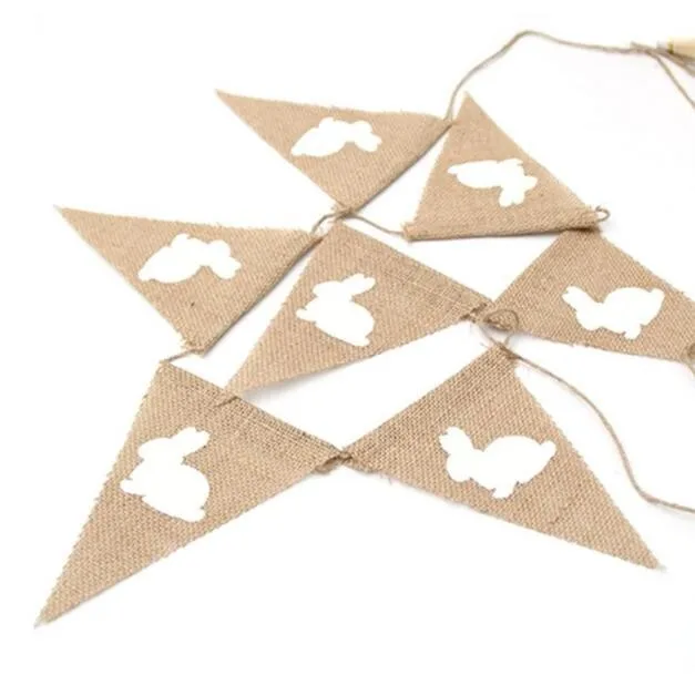Rabbit Burlap Garland Bunny Burlap Garland White Rabbits Banner Easter