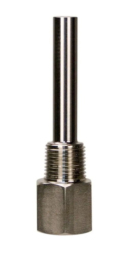 WIKA 1/2" x 1/2" x 4" Threaded Stepped Thermowell 304 Stainless Steel U= 2-1/2"