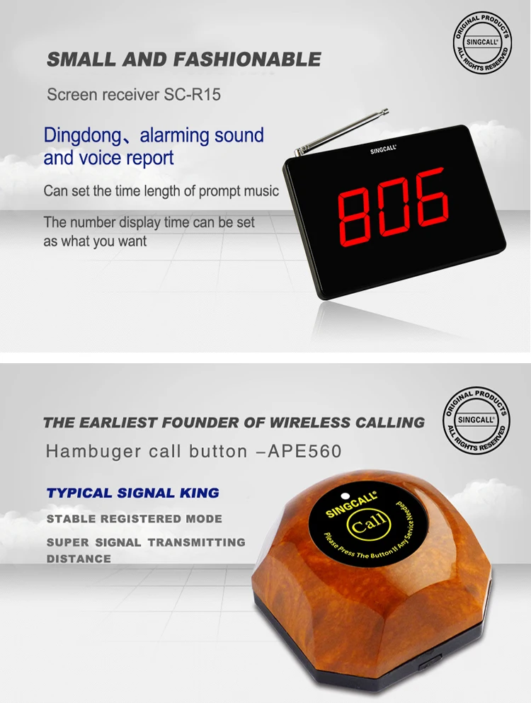 Singcall Wholesale Office Wireless Call Bell System For Discount Buy