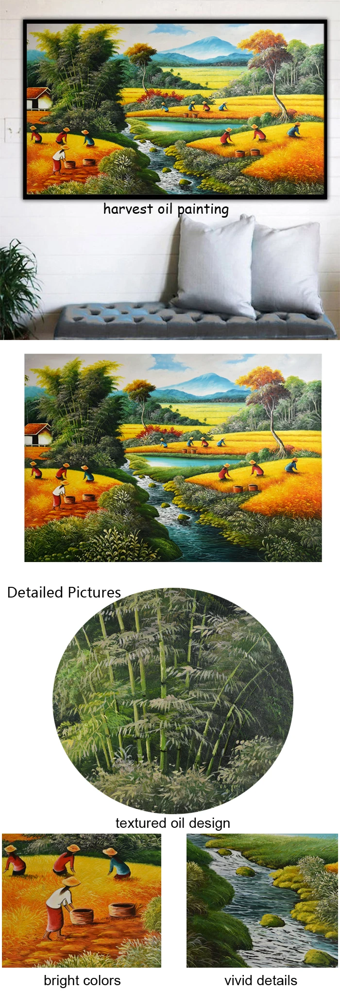 rice field harvest painting