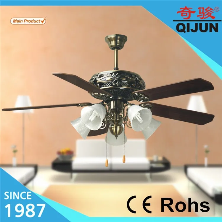 Retro Vintage Design 5 Lights Electrical Fan With Decorative Ceiling