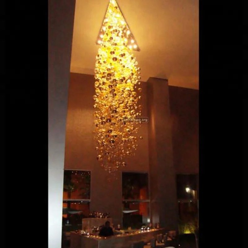 Customization triangular base colored glass bubble chandelier for restaurant