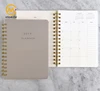 2020 Hard paper cover custom daily plan gold spiral notepad planner organizer notebook