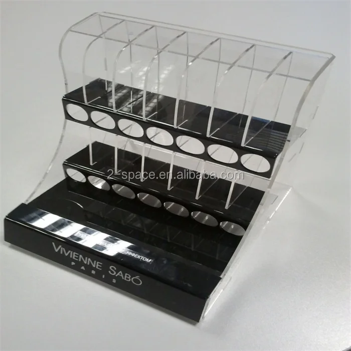 Black Lip Gloss Display Stand Medical Lip Balm Tube Holder Acrylic Lipstick Counter Display Case 8724