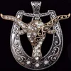 LONGHORN AND HORSESHOE TOOLED MAGNETIC CLOSURE PENDANT SILVER