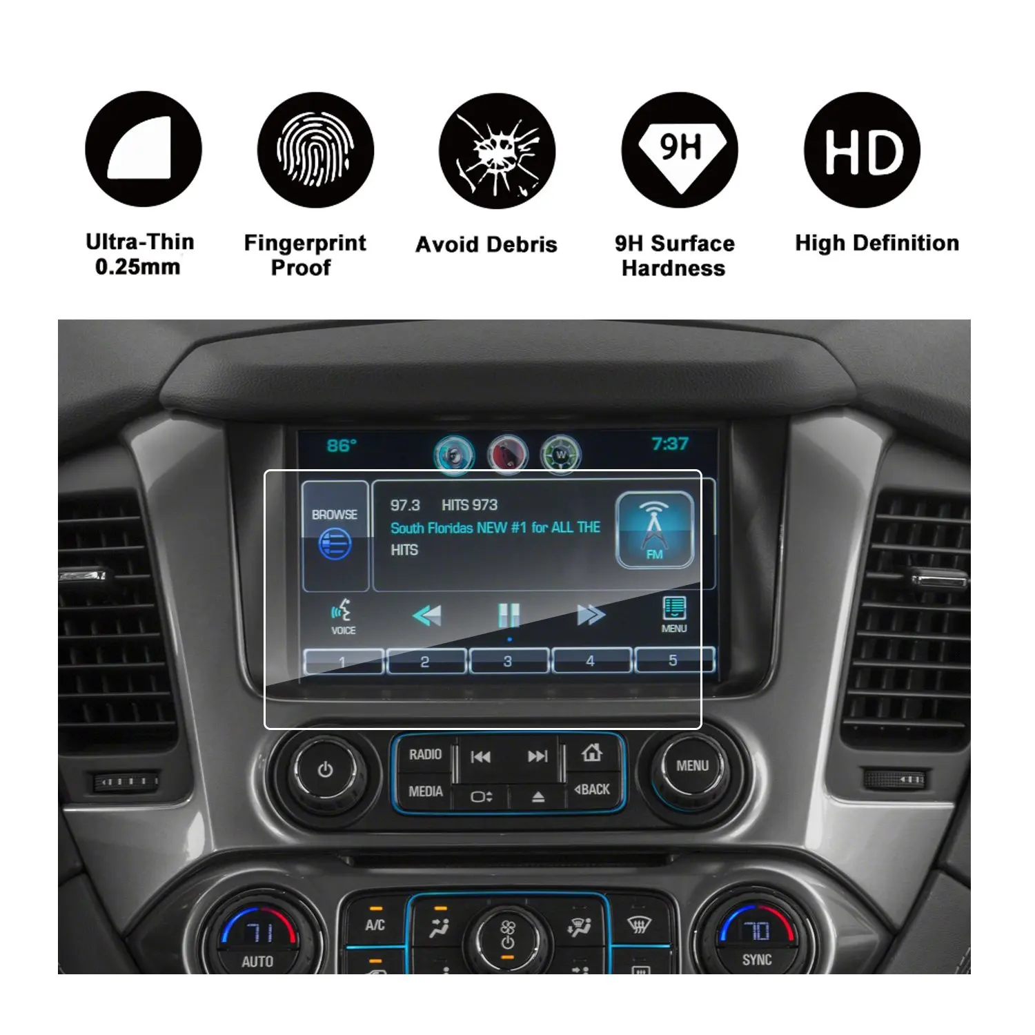 New R RUIYA HD Clear Tempered Glass Screen Guard Shield Scratch-Resistant Ultra HD Extreme Clarity 8-Inch 2018 Chevrolet Traverse MyLink Display Navigation Screen Protector