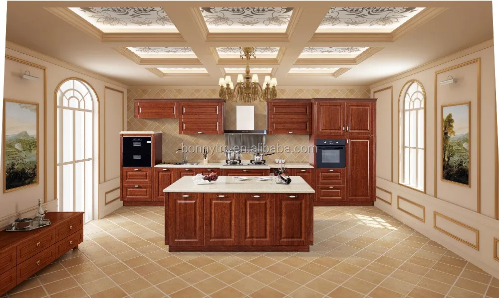 Wenge Wood Design Traditional Kitchen Cabinet With Precut Granite
