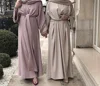Popular Design Fashionable Hot Style Muslim Cardigan Dress With Large Flared Sleeves And Stripes Sexy Muslim Girl Dress
