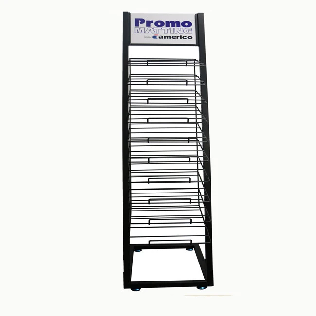Floor Standing Retail Store Metal Stand Carpet Sample Display Rack