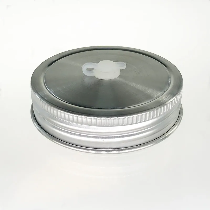 Regular Mouth Mason Jar Stainless Steel Lids Straw Hole With Removable