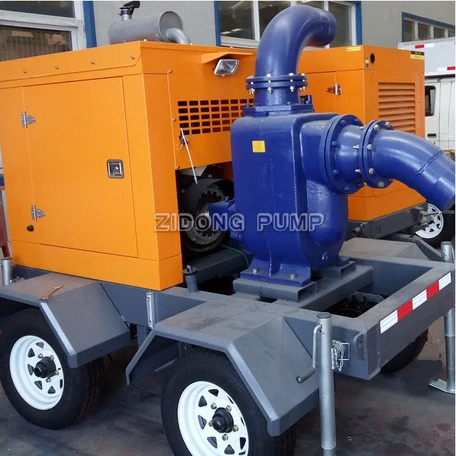 Self Priming Sewage Pump Driven By Diesel Engine With Mobile Trailer Buy Self Priming Sewage