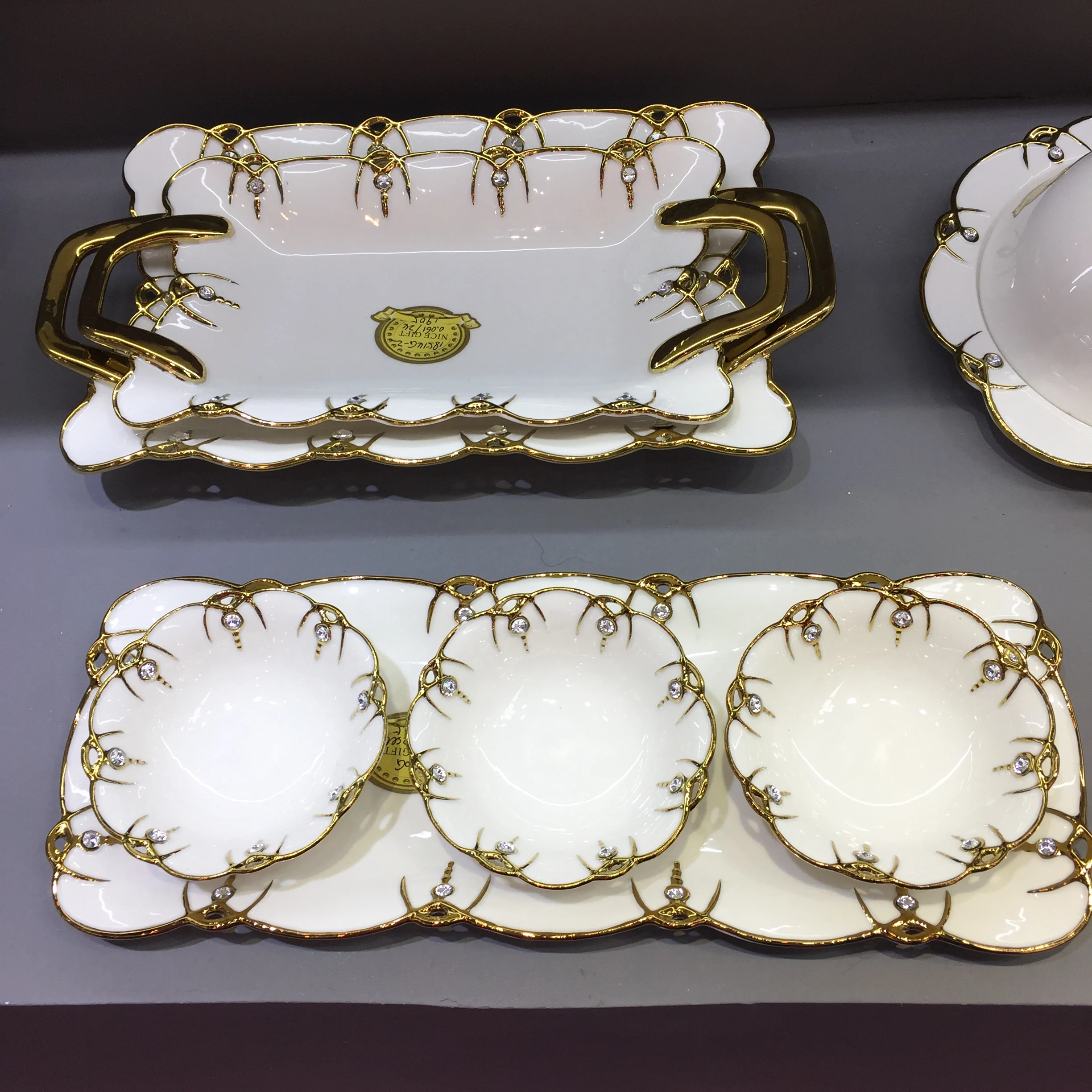 European Style Black Ceramic Dinner Plate Gold Rim 8" 10" Nordic Restaurant Plates Steak Plate