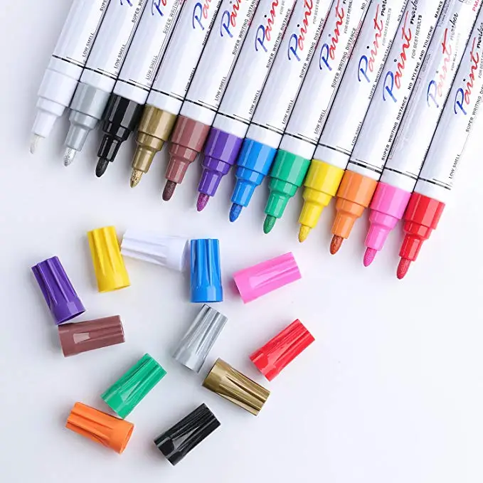 Set Of 12 Oil Paint Markers Paint Pens For Rock Painting,Stone,Ceramic,Glass. Extra Fine Point