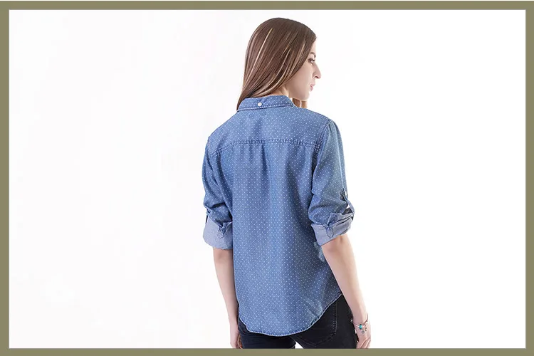 Different kinds of printed denim women vintage casual simple blouse patterns designs