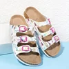 Latest Fancy and Comfortable Women Ladies Summer Flat Cork Shoes Sandals with flower printed upper