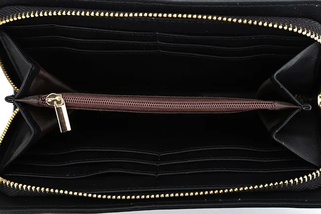 5855-Ladies fashion hot sale color black quilted wallets with rhinestone guangzhou factory