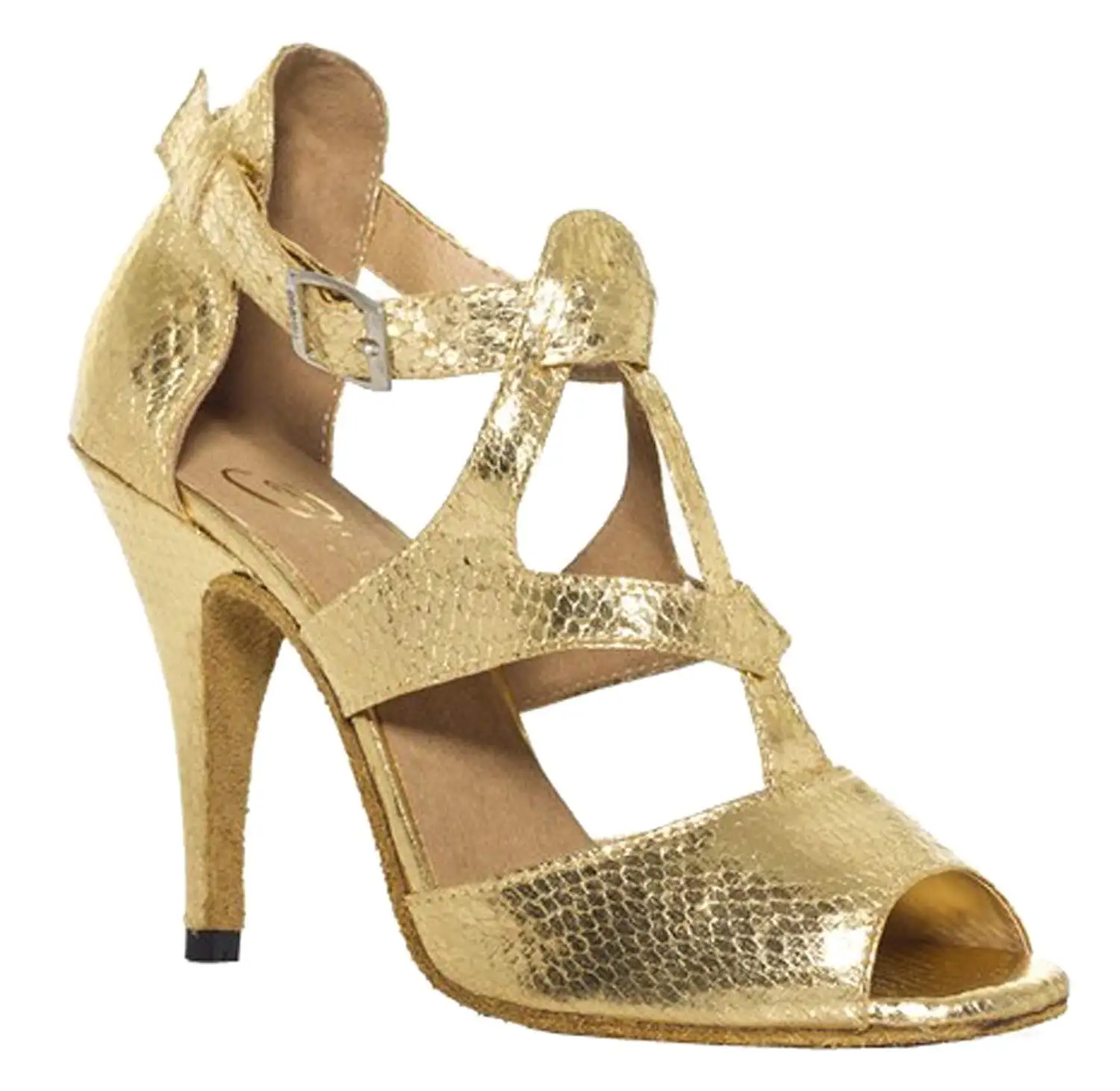 Золотые туфли Eckse для латины женские