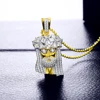 14k yellow gold plated paved cz hip hop brass Jesus pendant for gift