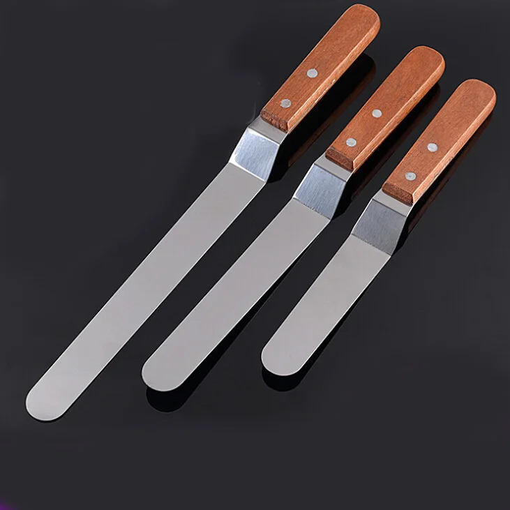 6 8 10 Inchwooden Handle Cake Decorating Angled Spatula,Custom Spatula