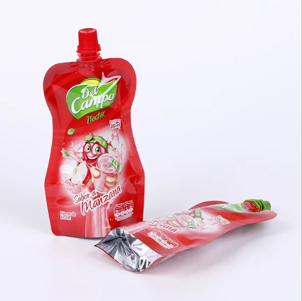 Spout top sealing food grade laminated material fruit juice pouch
