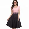 Fashion Women Summer Cap Sleeve Elegant Floral Print Swing Party Prom Dress