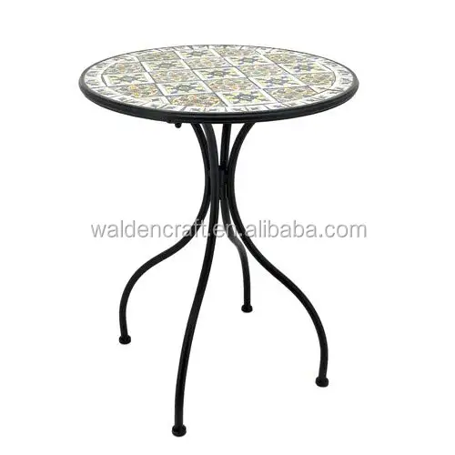 Mosaic Tile Bistro Set Barcelona, 1 Table, 2 Folding Chairs Lesera Ltd 