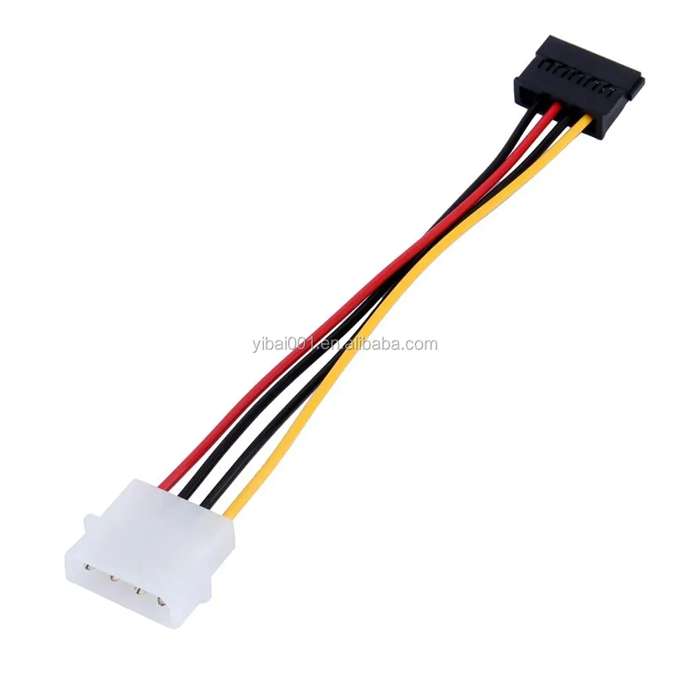 4-Pin Male to IDE SATA 15-Pin Female Connector Cord Power Drive Adapter Cables