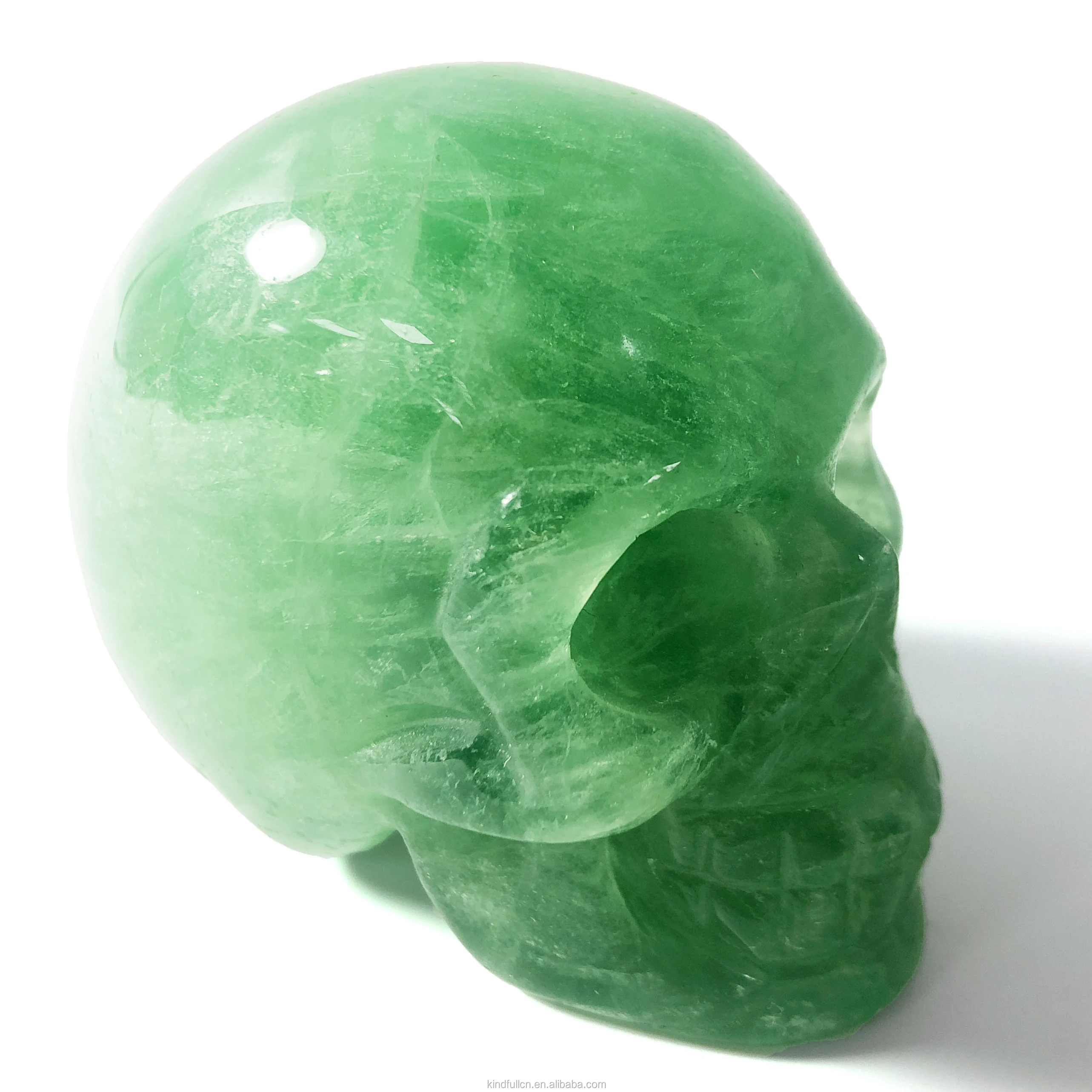 4.2'' Natural Green fluorite skull，Hand Carved Skull，Quartz Crystal，Crystal Skull，Reiki Healing Statue，XK196-L