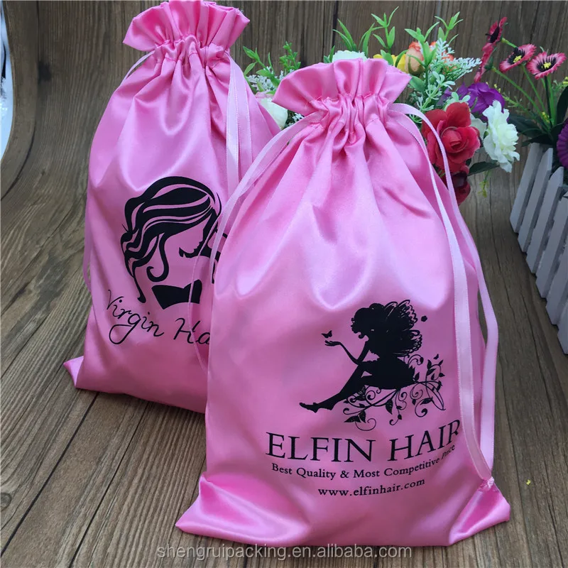 Satin Hair Bags With Logo,Silk Satin Hair Extension Packaging Bag