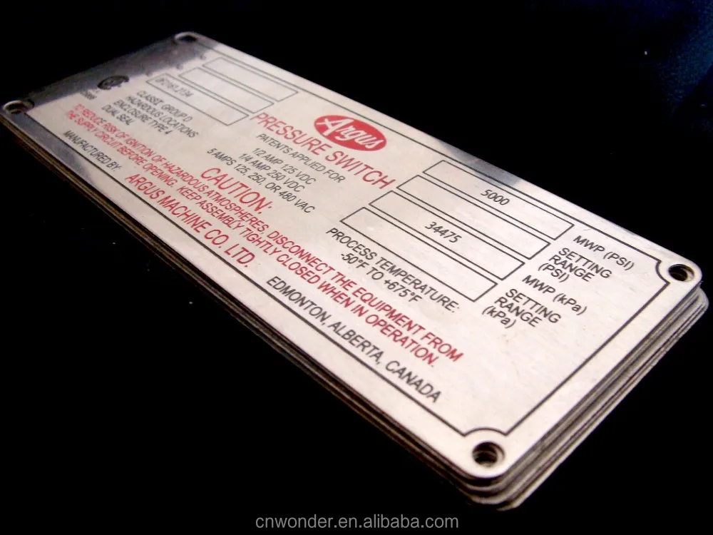 Stainless Steel Electrical Panel Generator Nameplate Buy Generator