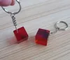 wine red cube square key acrylic keyring