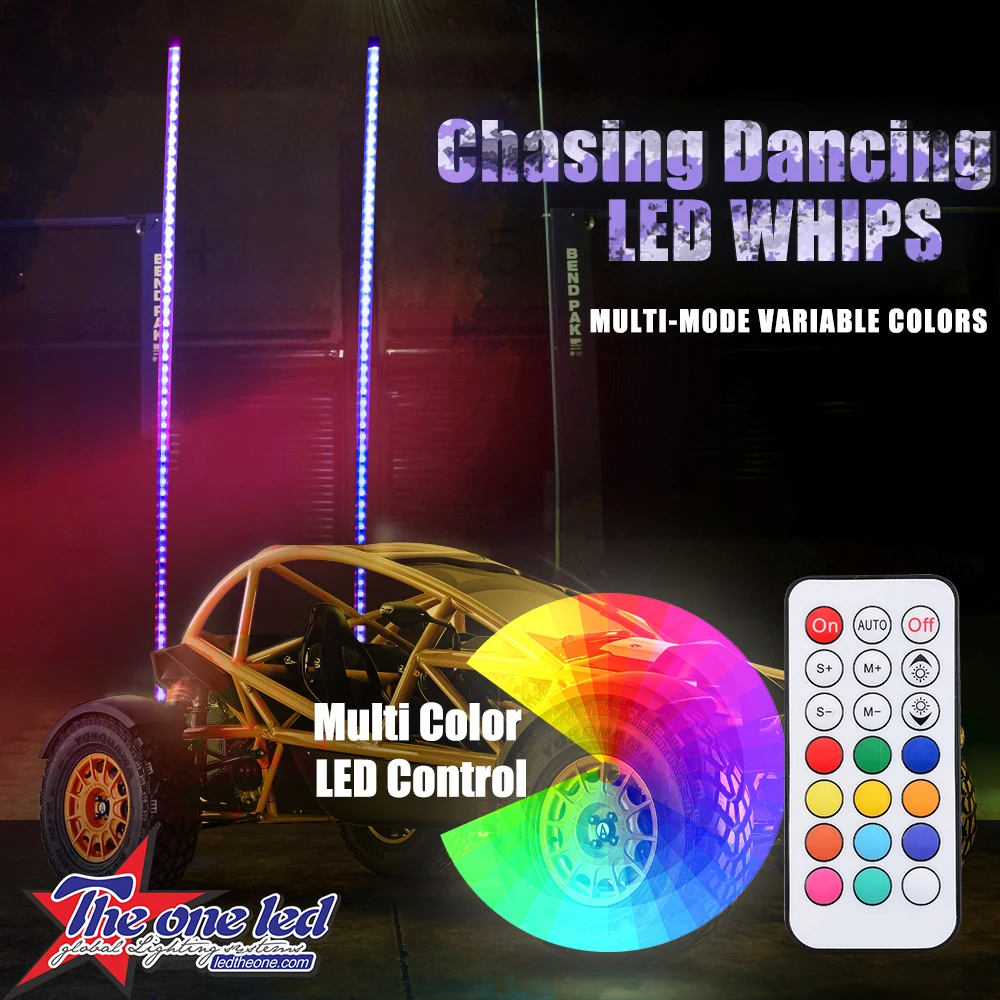 Manufacturer sell price Remote Control RGB LED Whips, Flexible Stick Light, Light for atv utv Off-road Buggy Car Accessories