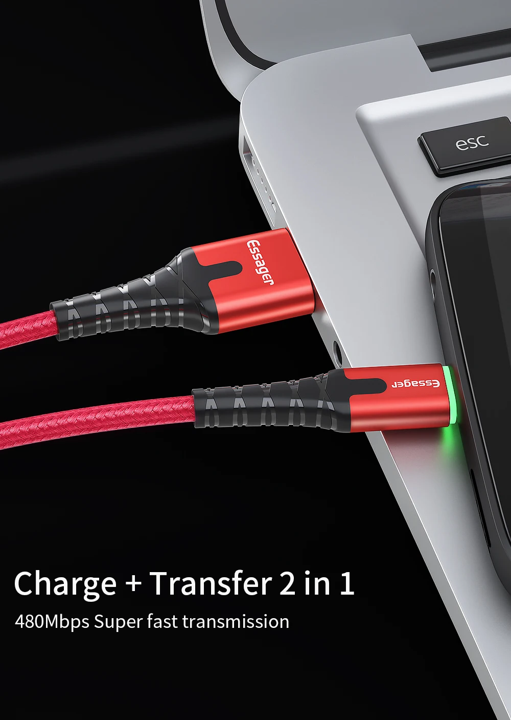 Essager Fast Charging Data Cable Micro Usb 1m 2m 3m For Samsung Xiaomi LG Android Mobile Phone