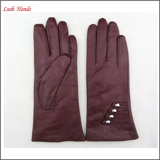 Ladies fashion red nappa sheep leather gloves