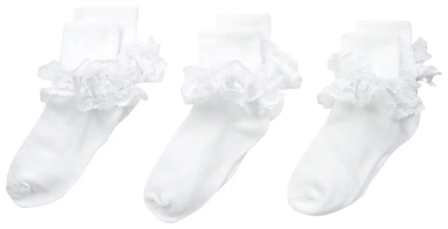 Pack of 3 Jefferies Socks Big Girls Chantilly Lace Socks